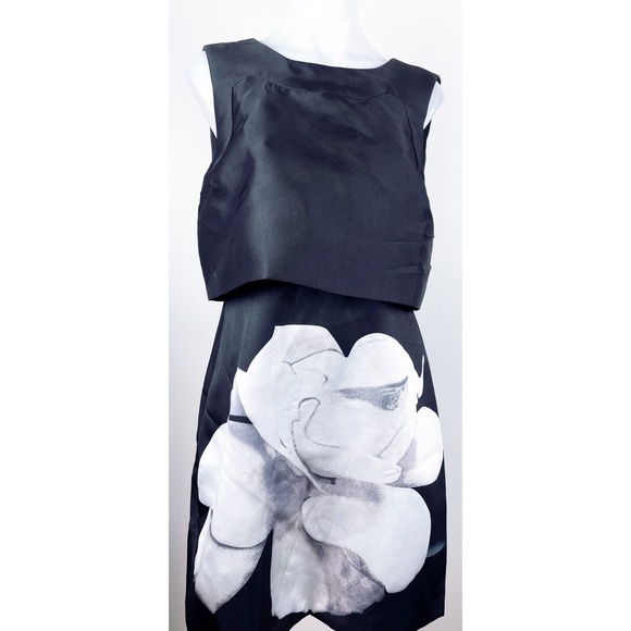 NWT INA Black & White Floral Sheath Dress Size Large - Picture 1 of 4
